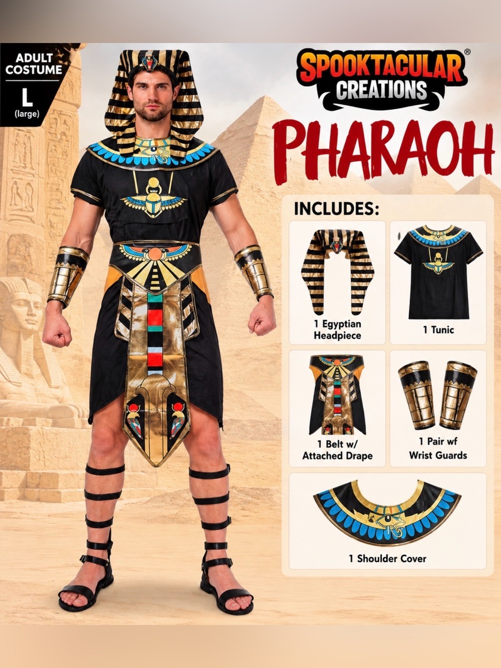 Spooktacular Creations Pharaoh Halloween Costume Adult Large Egyptian